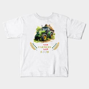 No Farmers No Food with tractor car Kids T-Shirt